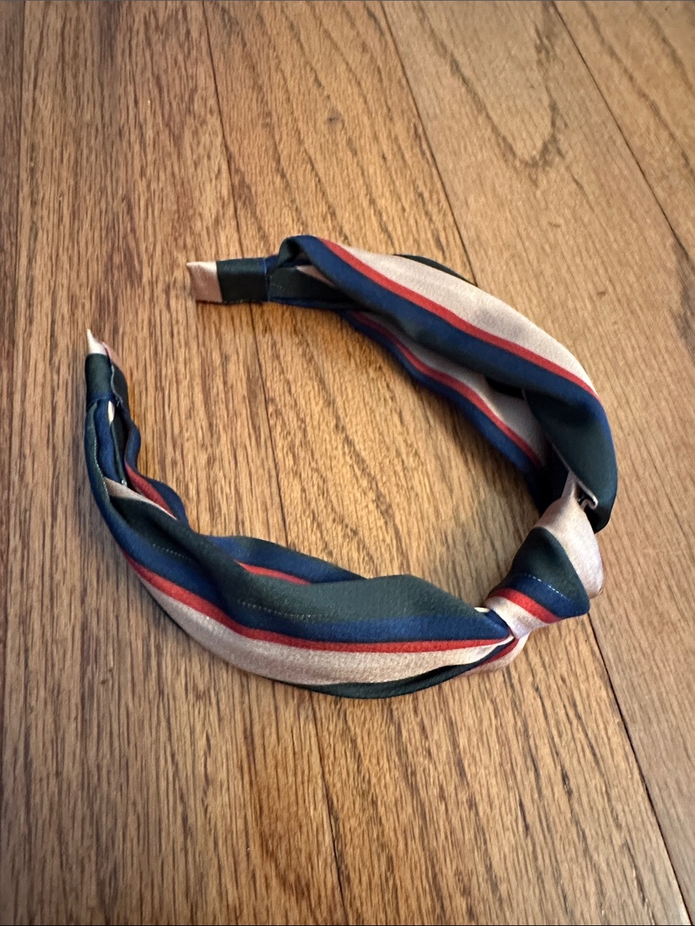 Anthropology Striped Knotted Headband - Navy, Green, Red & Tan